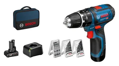 BOSCH 06019B690G GSB 12V-15 / Aku Příklepová vrtačka / 12V / 2.0+4.0Ah / 10mm sklíčidlo / 1300 ot-min 