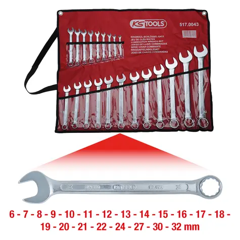 KS Tools Souprava plochých klíčů s očkem 6–32 mm 21 dílná / zahnuté 