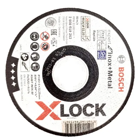 BOSCH Expert for Inox+Metal 2608619263 / Řezný kotouč / X-LOCK / 115x22.23mm / Šířka řezu 1.0 mm / plochý 