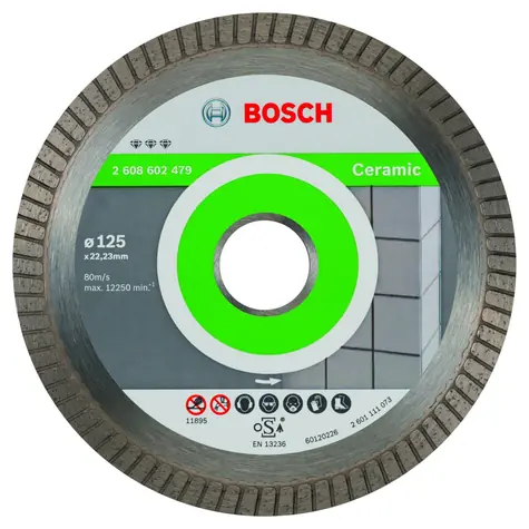 BOSCH Best for Ceramic Extraclean Turbo 2608602479 / Diamantový kotouč / 125x22.23mm / Šířka řezu 1.4 mm / 7mm