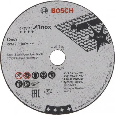 BOSCH Expert for INOX 2608601520 / Řezný kotouč / 76x10mm / Silné 1.0 mm / plochý / 5ks 
