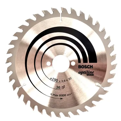 BOSCH Optiline Wood 2608640616 / Pilový kotouč na dřevo / 190x30 mm / Šířka řezu 2.6 mm / 36 zubů 