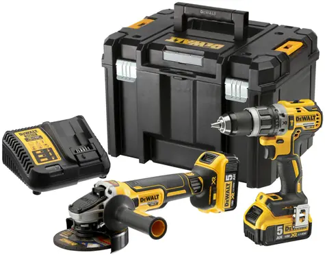 DeWalt DCK2080P2T / Aku sada nářadí / příklepová vrtačka & úhlová bruska/ 18 V / 2x 18V 5Ah / nabíječka & kufr