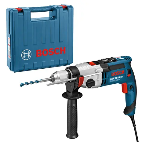 BOSCH GSB 21-2 RCT / Příklepová vrtačka / 1300W / 13 mm sklíčidlo / 3.000 ot-min / 51.000 příklepů-min / 43 Nm / Kufr