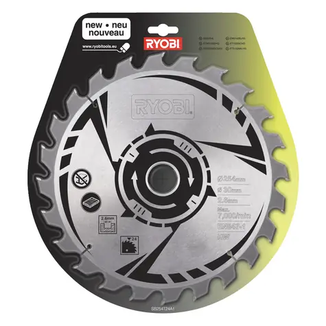 Ryobi SB254T24A1 / Pilový kotouč na dřevo / Průměr 254 x 30 mm / šířka řezu: 2.6mm / Počet zubů 24