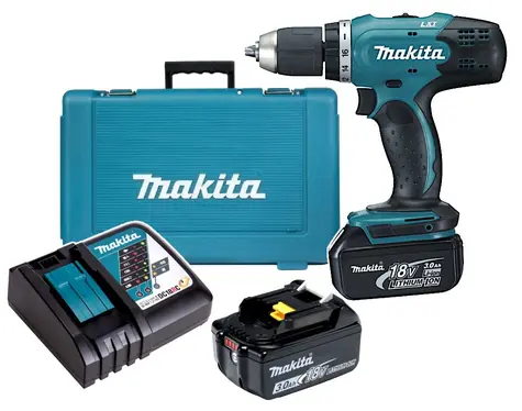 Makita DDF453RFE / Aku vrtací šroubovák / 18V / Li-ion / 2x 3A / 13 mm sklíčidlo / 1300 ot-min