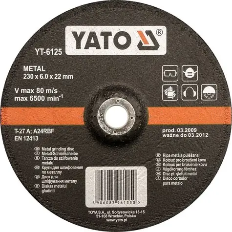 YATO Kotouč na kov 125 x 22 x 6.0 mm vypouklý brusný