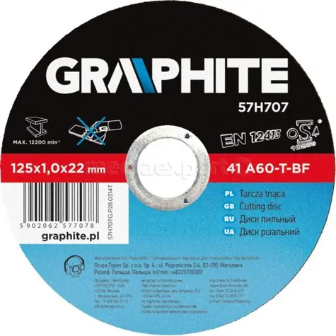 Graphite 57H707 / Kovový řezný kotouč / průměr 125 x 22 mm / šířka 1 mm