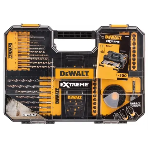DeWalt DT70620T / Sada příslušenství / Bity | Vrtáky | Vykružovací korunky / 100ks