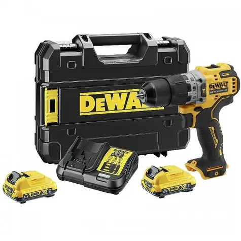 DeWalt DCD706D2 / Aku bezuhlíková příklepová vrtačka / 12V / 2x 2.0Ah / kufr
