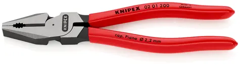Knipex 02 01 200 Silové kombinované kleště 200mm / tvrdý drát:2.8mm / strunový drát:2.2mm / měděný kabel: 13mm & 25mm2
