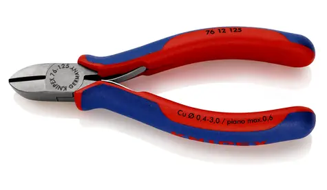 Knipex 76 12 125 Boční štípací kleště pro elektromechaniky 125mm / polotvrdý: 2.3mm / tvrdý:1.5mm / strunový:0.6mm 
