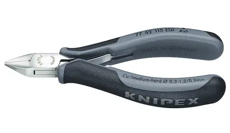Knipex 77 42 115 ESD Boční štípací kleště pro elektroniku ESD 115mm / měkký: 1.3mm / polotvrdý:0.8mm