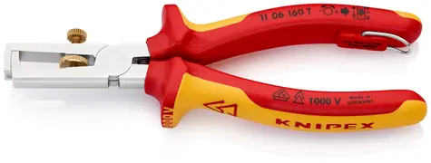 Knipex 11 06 160 T Odizolovací kleště VDE s připevňovacím okem 160mm / 5mm / 10mm2 / AWG 7