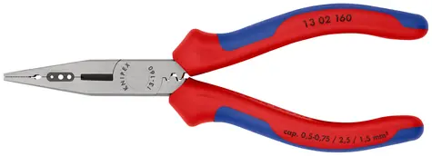 Knipex 13 05 160 Elektrikářské kleště 160mm / polotvrdý: 2.5mm / tvrdý: 1.6mm / 0.5 - 0.75 | 1.5 | 2.5 mm2