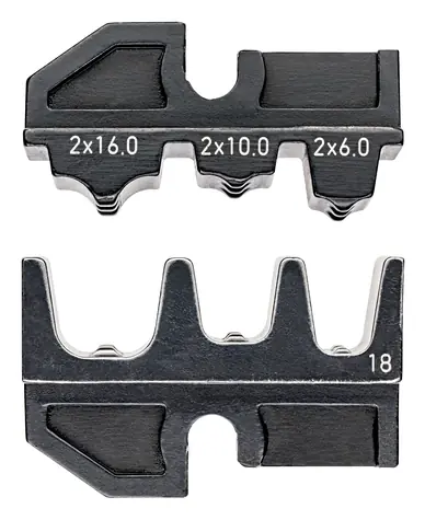 Knipex 97 49 18 Lisovací profil pro dvojité koncovky kabelů / 2x6 | 2x10 | 2x16 mm2 / AWG 2x10 | 2x7 | 2x5 / hnizd: 3