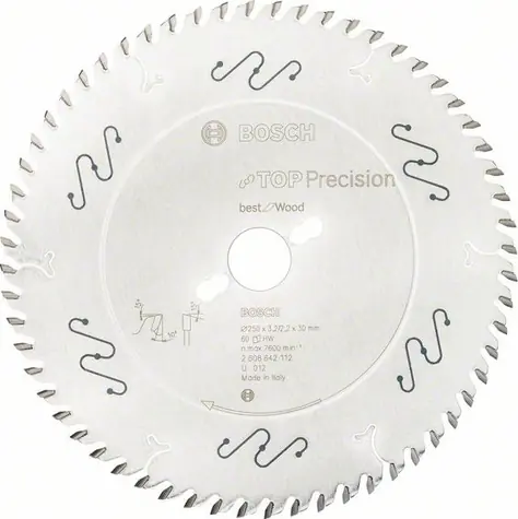 BOSCH Top Precision Best for Wood 2608642112 / Pilový kotouč do okružních pil / 250 x 3.2 mm / 30mm / 60 zubů