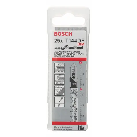 BOSCH 2608634990 / Pilový plátek do kmitací pily T 144 DF / BIM / délka: 100 mm / Rozteč zubů: 4-5.2 mm / 25ks