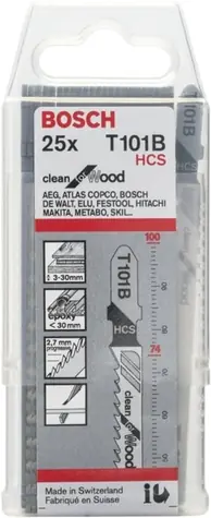BOSCH 2608633622 / Pilový plátek do kmitací pily T 101 B / HCS / délka: 100 mm / Rozteč zubů: 2.7 mm / 25ks / doprodej