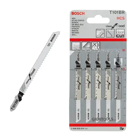 BOSCH 2608630014 / Pilový plátek do kmitací pily T 101 BR / HCS / délka: 100 mm / Rozteč zubů: 2.5 mm / 5ks