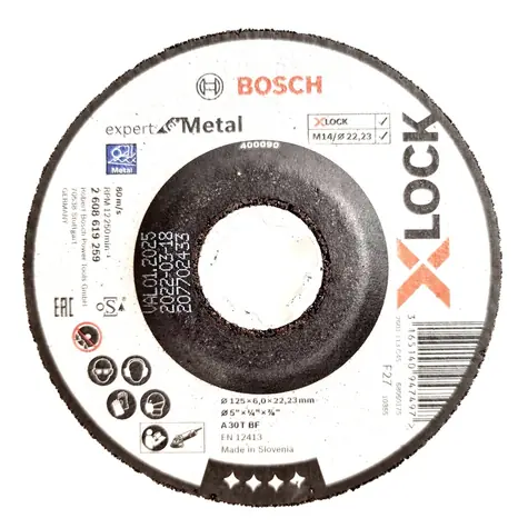 BOSCH Expert for Metal systému X-LOCK 2608619259 / Brusný kotouč s přesazeným středem / 125 x 6 x 22.23 mm / A 30 T BF