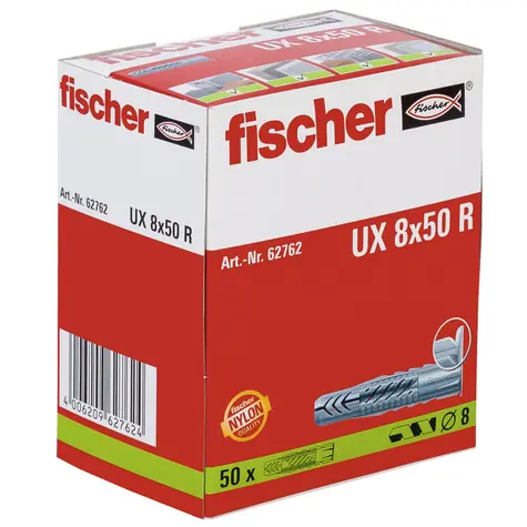 fischer UX 8x50 R univerzální hmoždinka s límečkem 50 ks