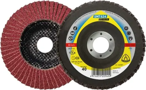 KLINGSPOR 322869 SMT 924 Special / Brusný lamelový talíř / Zrnitost 80 / 125mm / Otrvor 22.23mm / CS 912 Y / 1 ks