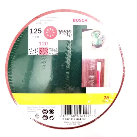 BOSCH 2607019494 / Sada brusných papírů pro excentrické brusky / Zrnitost 120 / Průměr 125 mm / 25 ks