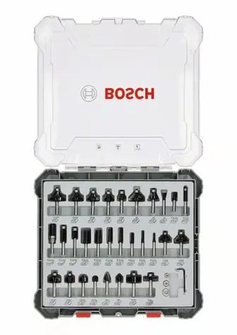 BOSCH 2607017475 / Smíšená sada tvarových fréz s vřetenem 8 mm / 30 ks