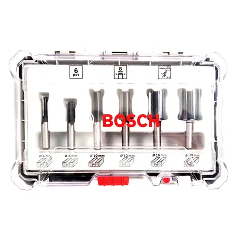 BOSCH 2607017466 / Sada drážkových fréz s 8mm vřetenem / 6 ks