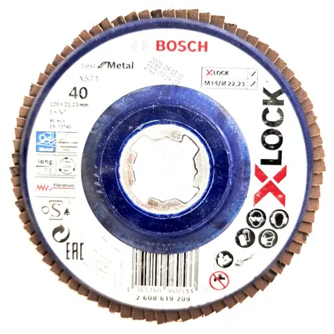 BOSCH X571 Best for Metal 2608619209 / Lamelový brusný kotouč / X-LOCK / Zrnitost 40 / 125x22.23mm 