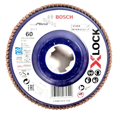 BOSCH X571 Best for Metal 2608619210 / Lamelový brusný kotouč / X-LOCK / Zrnitost 60 / 125x22.23mm 