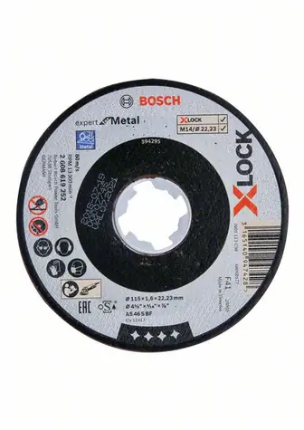 BOSCH Expert for Metal 2608619252 / Plochý řezný kotouč / X-LOCK / 115x22.23 mm / Šířka řezu 1.6 mm