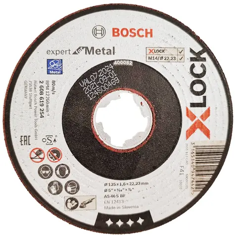 BOSCH Expert for Metal 2608619254 / Plochý řezný kotouč / X-LOCK / 125x22.23 mm / Šířka řezu 1.6 mm