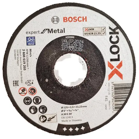 BOSCH Expert for Metal 2608619255 / Plochý řezný kotouč / X-LOCK / 125x22.23 mm / Šířka řezu 2.5 mm