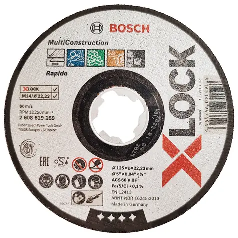 BOSCH Multi Material 2608619269 / Plochý řezný kotouč / X-LOCK / 125x22.23 mm / Šířka řezu 1.0 mm