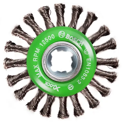 BOSCH Heavy for Inox 2608620733 / Kotoučový kartáč / X-LOCK / copánkový / nerez ocel / 115 mm / Síla drátu: 0.50 mm