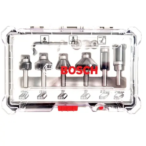 BOSCH 2607017469 / sada fréz vřetenem Trim&Edging / Stopky 8 mm / 6 dílná