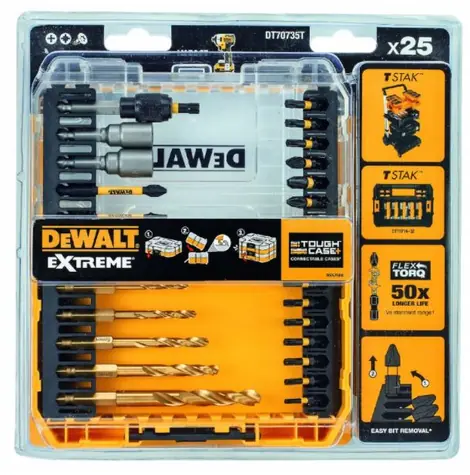 DeWalt DT70735T / sada bitů FLEXTORQ / Pz@57 mm / T@25 mm / magnetický držák bitů / box / 25 ks