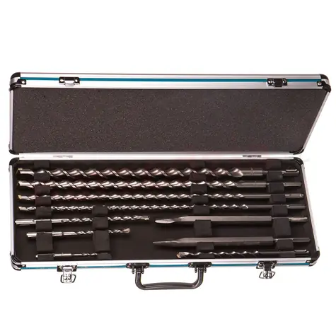 Makita D-42385 Sada vrtáků a sekáčů SDS-Plus v hliníkovém kufru / 10ks