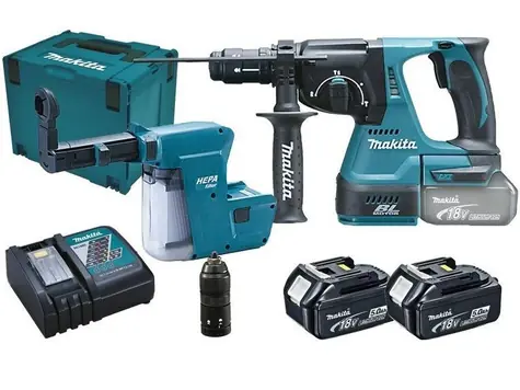 Makita DHR243RTJW / Aku kombinované kladivo / 18V / SDS-plus / 950 ot-min / 4700 úderů-min / 2.0 J / 2x 5.0 Ah