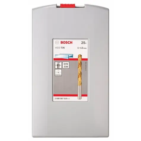 BOSCH 2608587019 / Sada spirálových vrtáků do kovu HSS-TiN (titanový povrch) / ProBox / 1–13 mm / 25 ks / doprodej