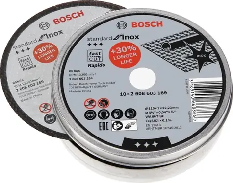 BOSCH Standard for Inox - Rapido 2608603254 / dělicí kotouč rovný / Průměr 115 x 22.23 mm / Šířka řezu 1.0 mm / 10 ks