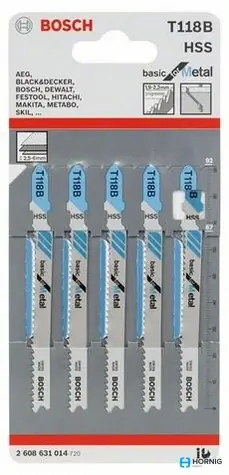 BOSCH 2608631014 / Pilový plátek do kmitací pily T 118 B / HSS / Délka 92 mm / Rozteč 1.9-2.3 mm / 5 ks