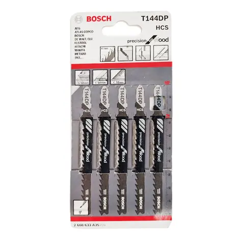 BOSCH 2608633A35 / Pilový plátek do kmitací pily T 144 DP / HCS / Délka 100 mm / Rozteč 4.0 mm / 5 ks