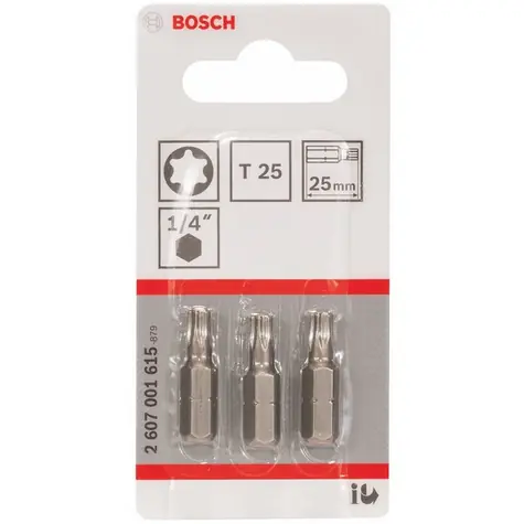 BOSCH Extra-Hart 2607001615 / Šroubovací bit zvlášť tvrdý / T25 / 25 mm / 3 ks