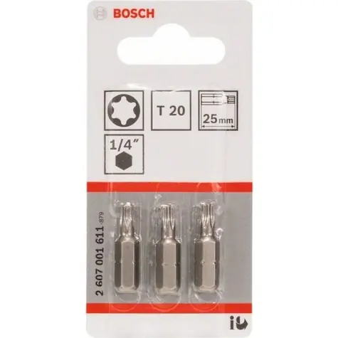 BOSCH Extra-Hart 2607001611 / Šroubovací bit zvlášť tvrdý / T20 / 25 mm / 3 ks