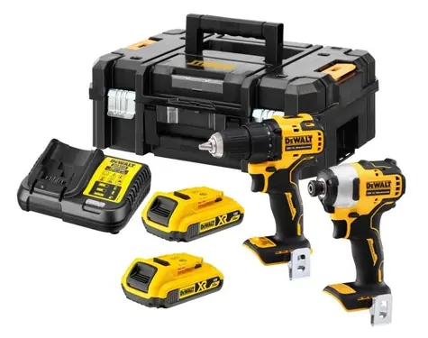 DeWalt DCK2061D2T / Aku sada nářadí / vrtačka DCD708 & rázový utahovák DCF809 / 18 V / 2x 2.0 Ah / nabíječka & kufr