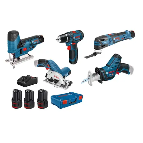BOSCH 0615A0017C / Sada Aku nářadí: GSR 12V-15 + GST 12V-70 + GOP 12V-28 + GKS 12V-26 + GSA 12V-14 / 3x3.0 Ah+GAL 12V-20