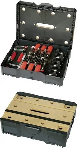 Bessey STC-S-MFT / Rychloupínací systainer / s dřevěnou vložkou vč. 20 otvorů